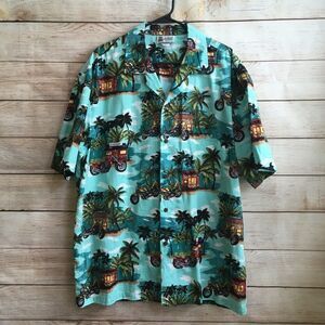 ‎ALOHA REPUBLIC HAWAIIAN SHIRT IN MOTORCYCLE PRINT